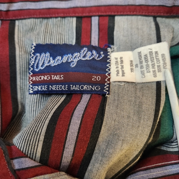 Pearl Snap Wrangler Vintage Western Shirt Button Down Cowboy Stripe - Picture 3 of 4